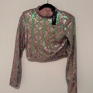 Lulus sequined top and skirt set